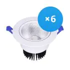 Voordeelpak 6x LED Downlight Rond Kantelbaar 15W 1200lm 60D - 930 Warm Wit | 135mm - Zaagmaat 110mm - UGR 